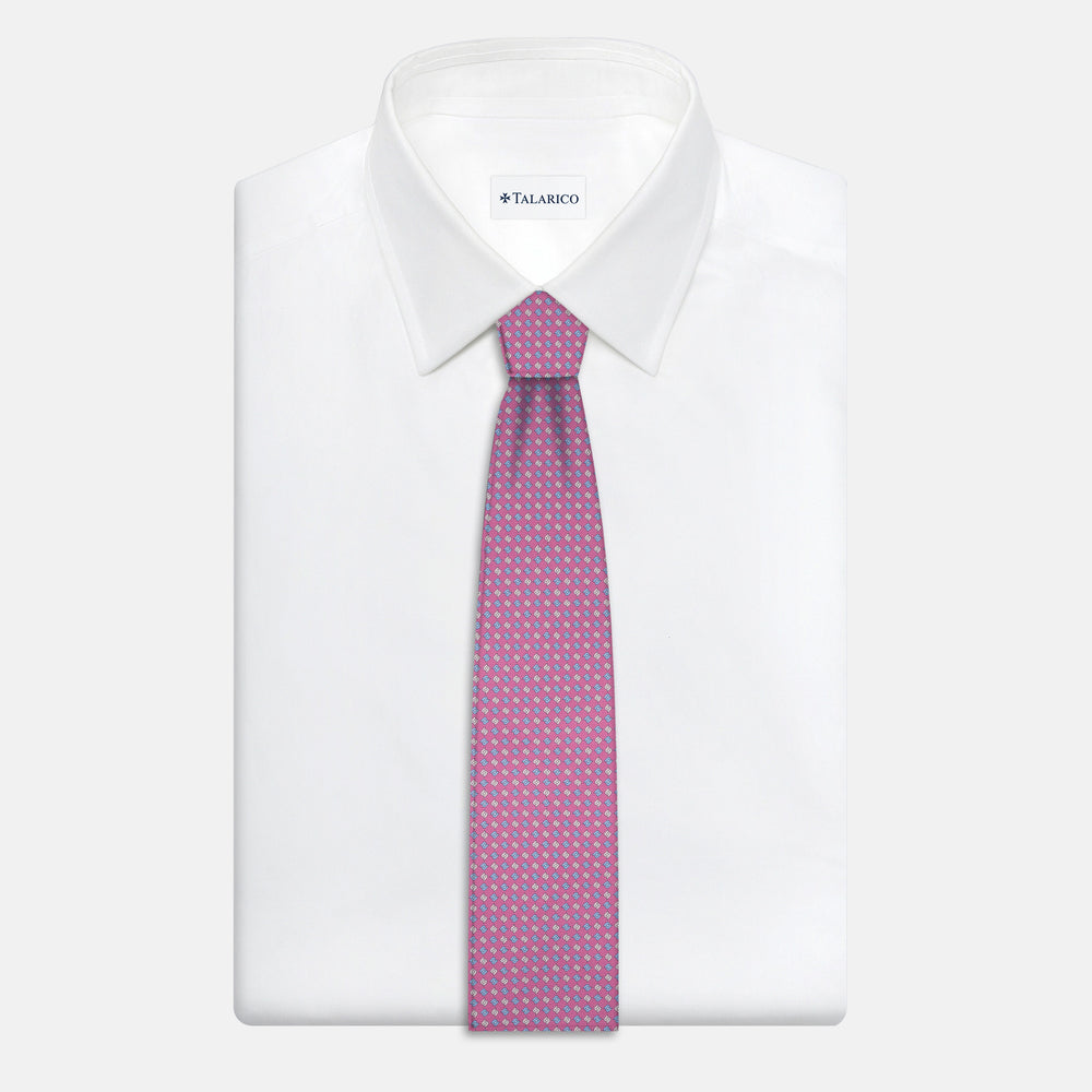 3-Fold Silk Tie, Micro Pattern, Pink - JA056673-7