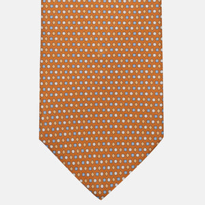 3-Fold Silk Tie, Geometric Pattern, Ochre - JA056674-1