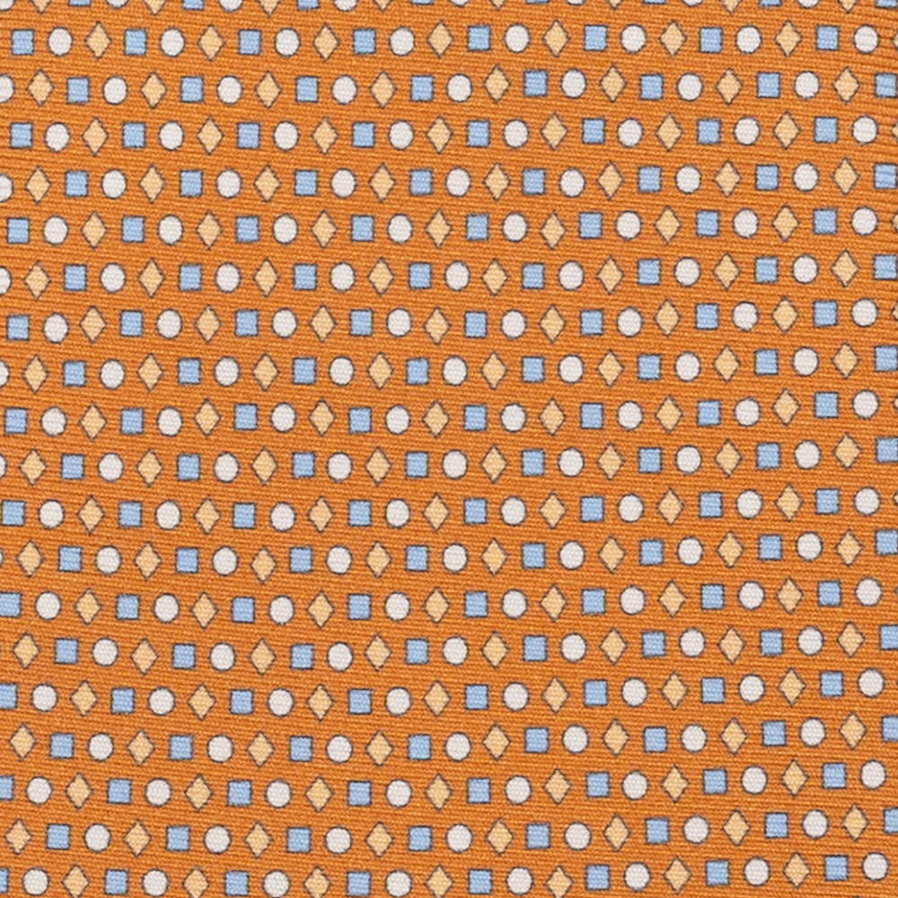 3-Fold Silk Tie, Geometric Pattern, Ochre - JA056674-1