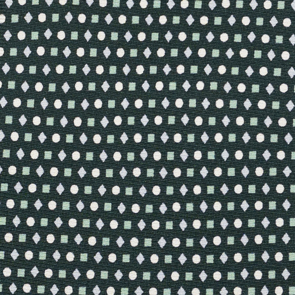 3-Fold Silk Tie, Geometric Pattern, Green - JA056674-2