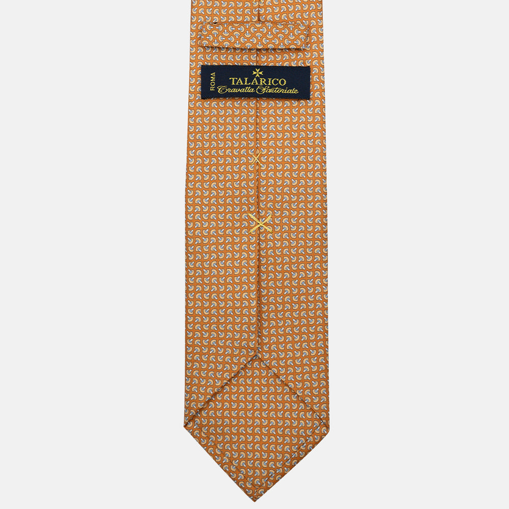 3-Fold Silk Tie, Micro Pattern, Ochre - JA056676-1
