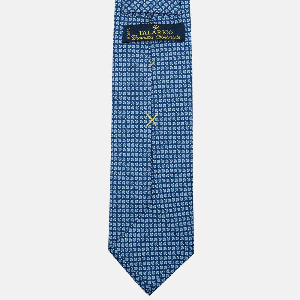 Cravatta 3 pieghe in Seta, Micro Fantasia, Azzurro - JA056676-8