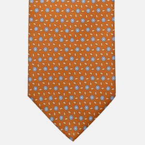 3-Fold Silk Tie, Floral Pattern, Orange - JA057079-2