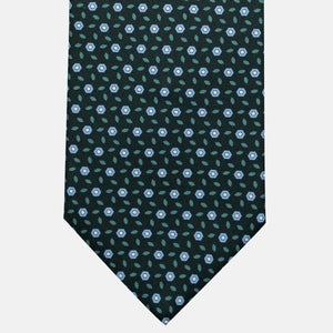 3-Fold Silk Tie, Floral Pattern, Green - JA057079-3