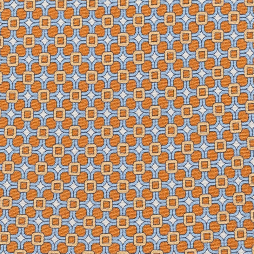 3-Fold Silk Tie, Geometric Pattern, Light Blue Ochre - JA057082-3