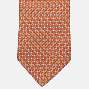 3-Fold Silk Tie, Geometric Pattern, Orange Pink - JA057082-4