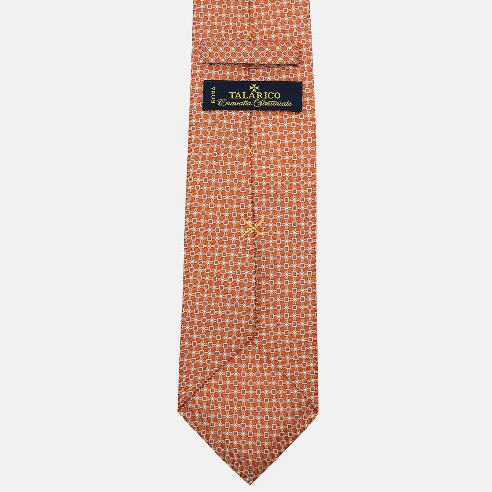 3-Fold Silk Tie, Geometric Pattern, Orange Pink - JA057082-4