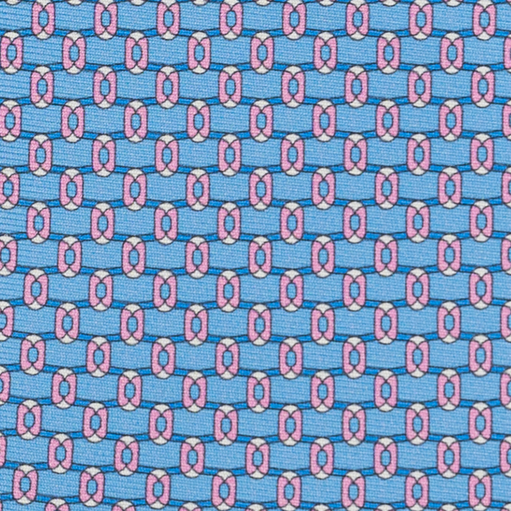 3-Fold Silk Tie, Geometric Pattern, Sky Blue Pink - JA058625_1 T