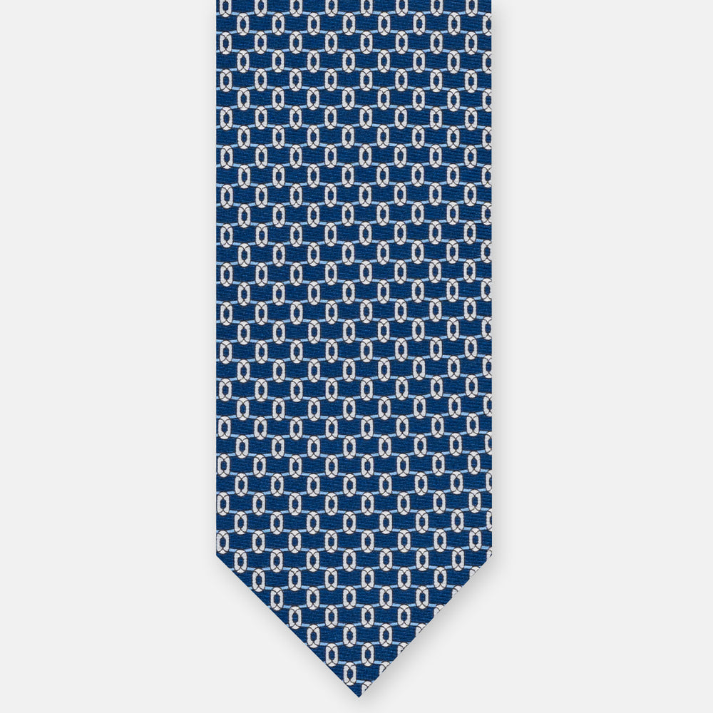 3-fold Silk Tie, Geometric Pattern, Light Blue - JA058625_7 T