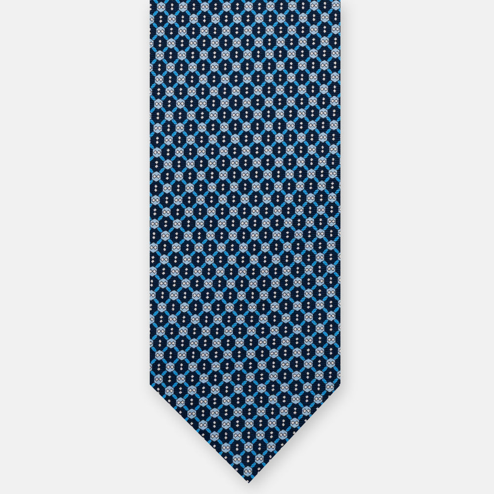 3-Fold Silk Tie, Micro Pattern, Light Blue - JA058626_7 T