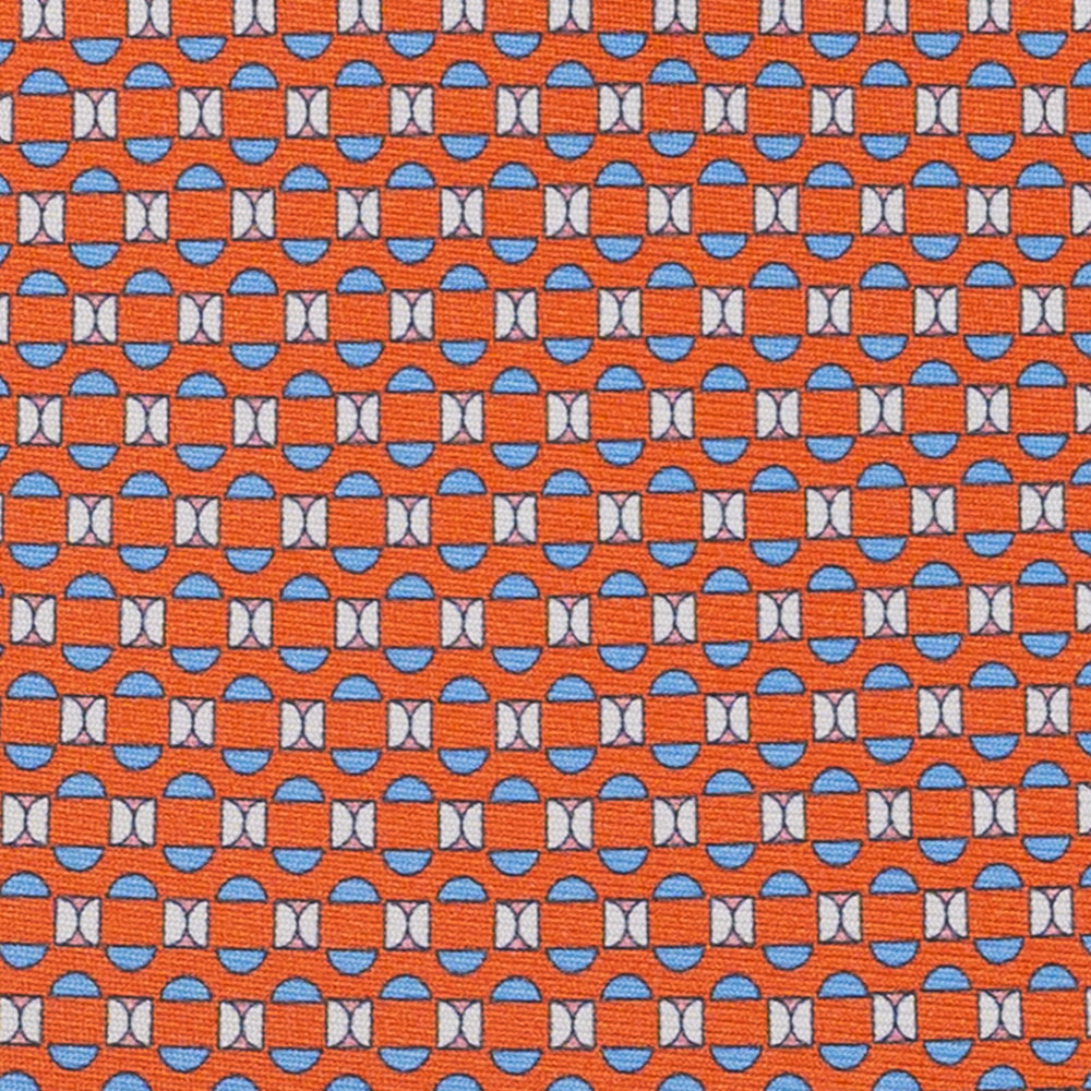 3-fold Silk Tie, Geometric, Orange - JA058627_2 T
