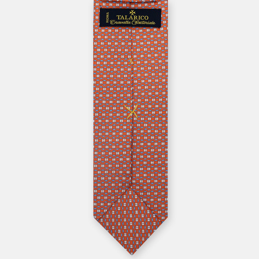 3-fold Silk Tie, Geometric, Orange - JA058627_2 T