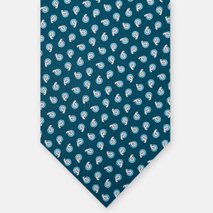 3-fold Silk Tie, Micro Pattern, Teal - JA058631_1 T
