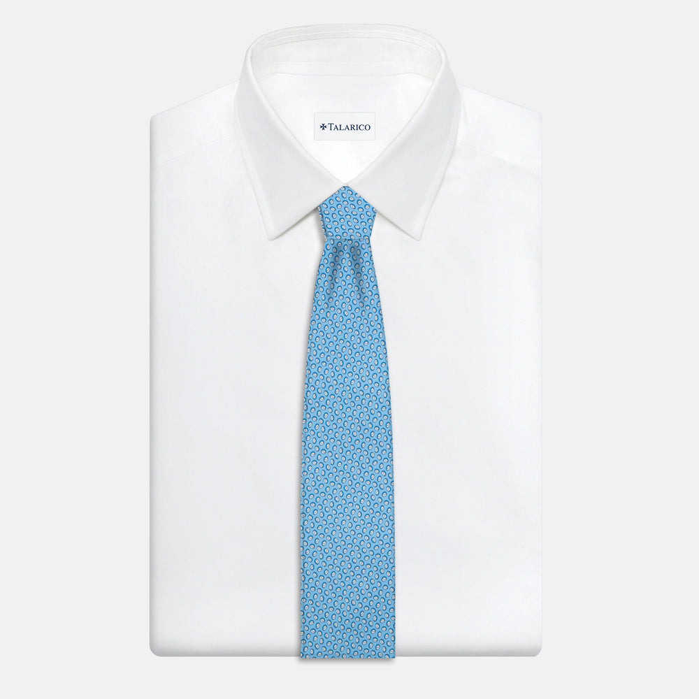 3-Fold Silk Tie, Micro Pattern, Light Blue - JA058632_2 T