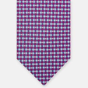 3-Fold Silk Tie, Geometric Pattern, Magenta - JA058634_2 T