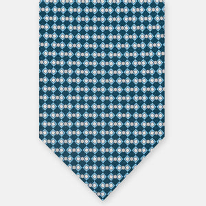 3-Fold Silk Tie, Geometric Pattern, Teal - JA058634_3 T
