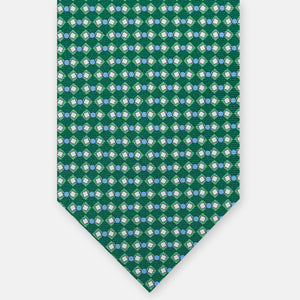Silk 3-Fold Tie, Geometric Pattern, Green - JA058634_4 T