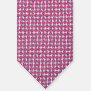 Silk 3-Fold Tie, Geometric Pattern, Pink - JA058634_5 T