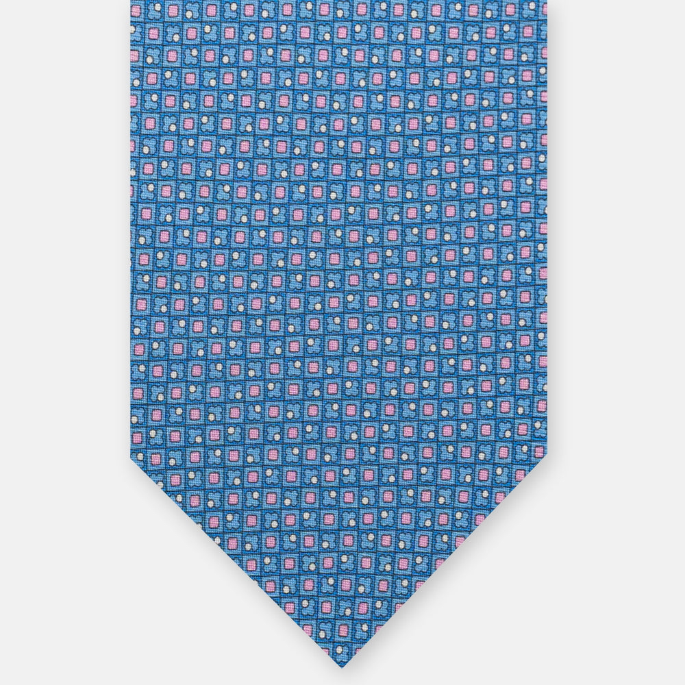 3-Fold Silk Tie, Micro Pattern, Sky Blue Pink - JA059576_2 T