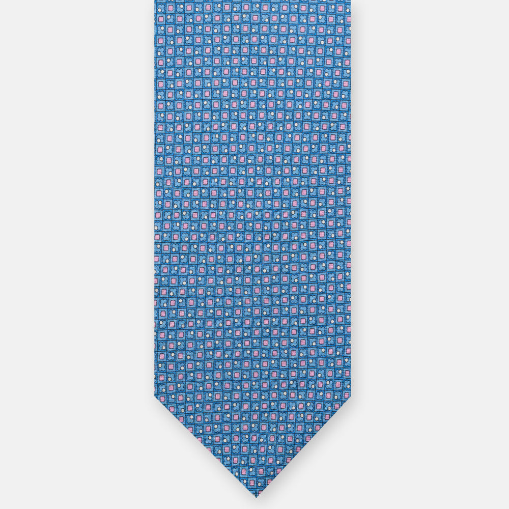 3-Fold Silk Tie, Micro Pattern, Sky Blue Pink - JA059576_2 T