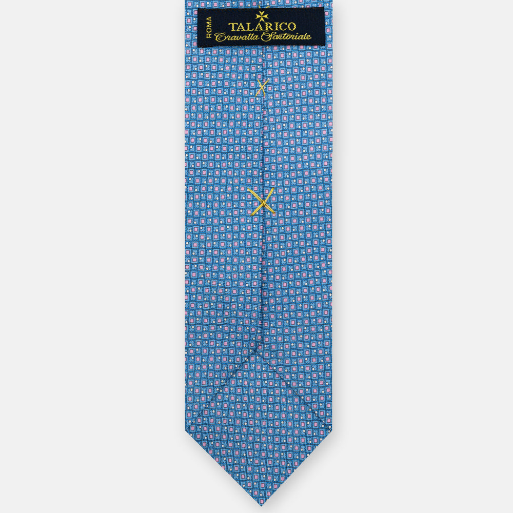 3-Fold Silk Tie, Micro Pattern, Sky Blue Pink - JA059576_2 T