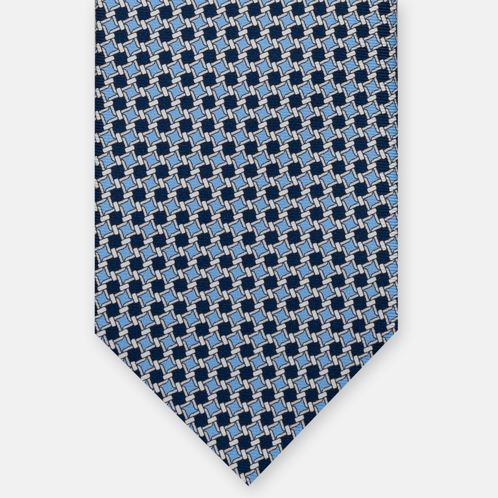 3-Fold Silk Tie, Geometric, Sky Blue - JA059578_1 T