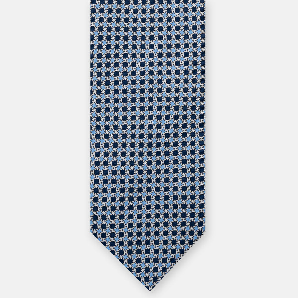 3-Fold Silk Tie, Geometric, Sky Blue - JA059578_1 T