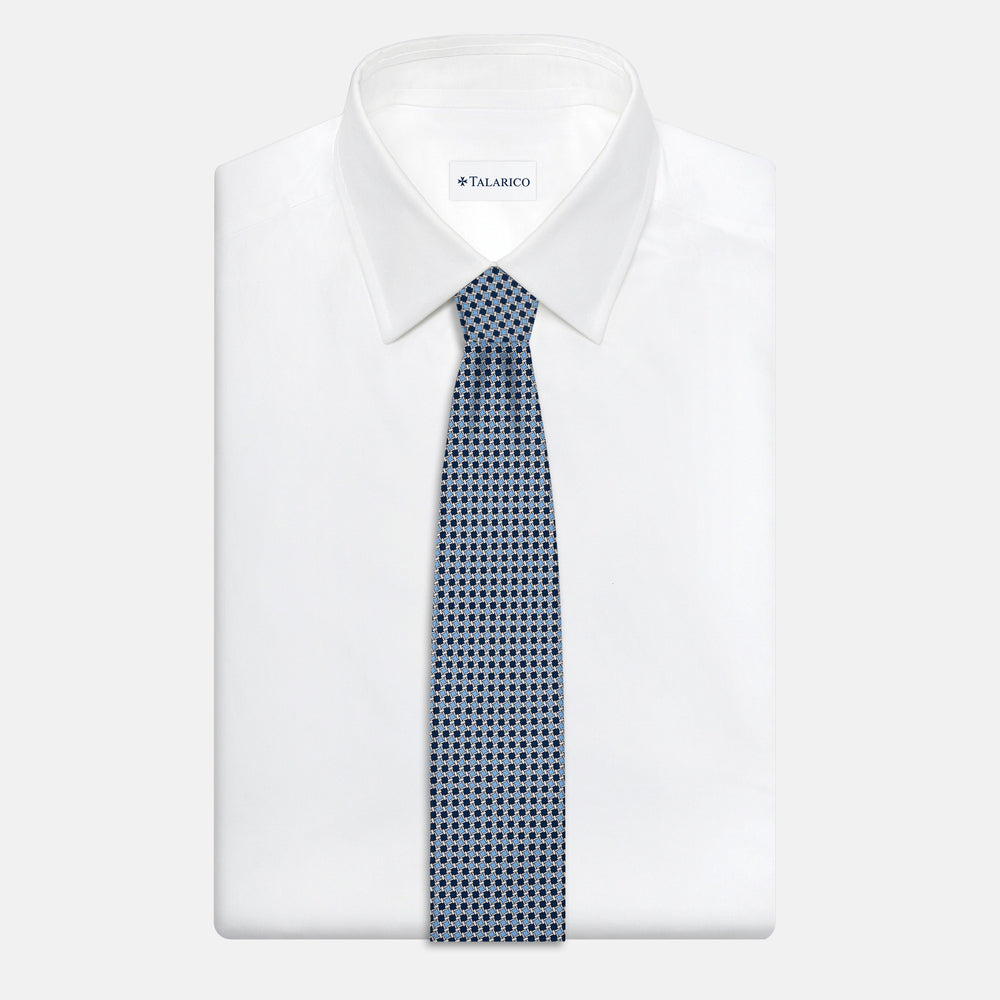 3-Fold Silk Tie, Geometric, Sky Blue - JA059578_1 T