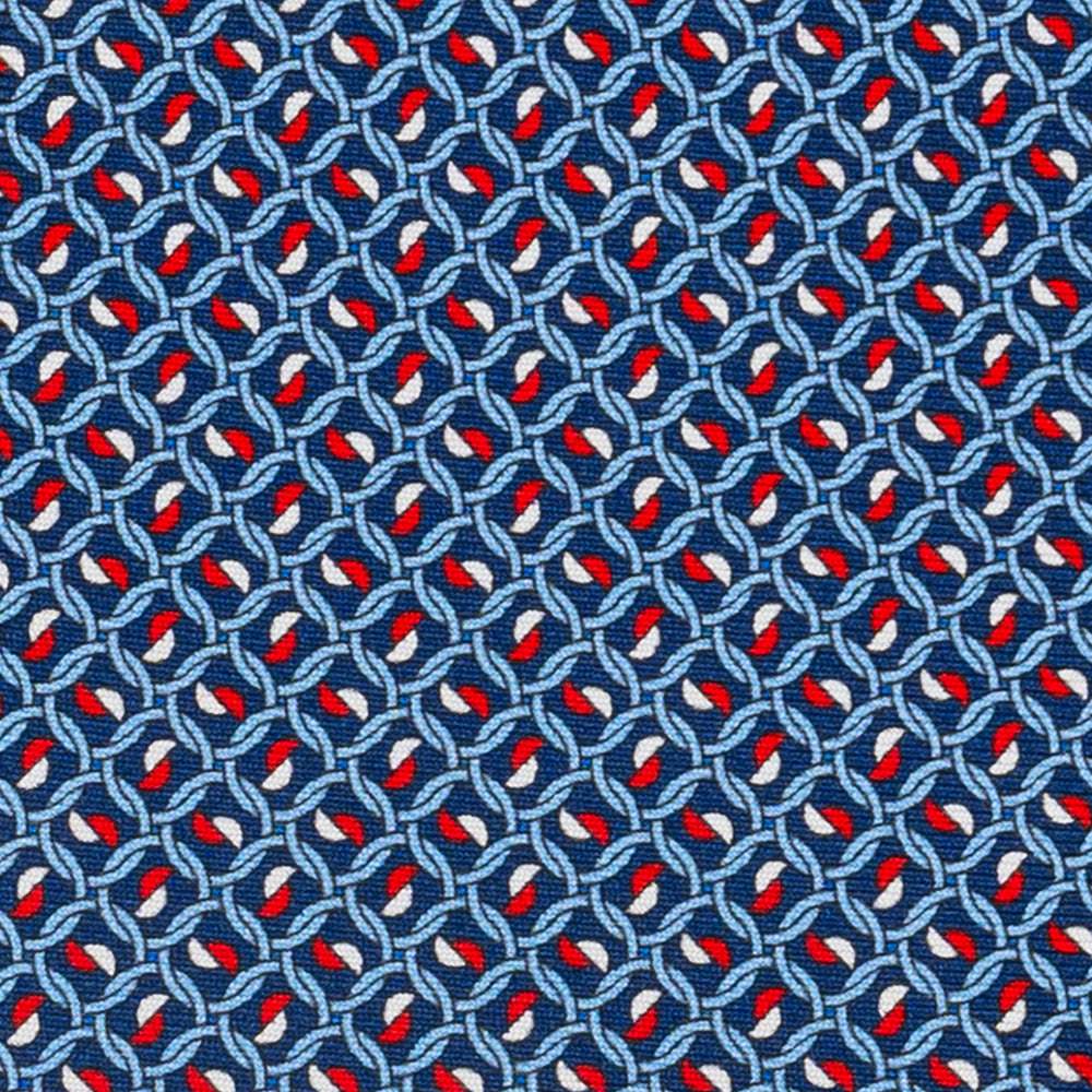 Cravatta 3 pieghe in Seta, Fantasia Concatenata, Blu Rosso - JA059624_1 T
