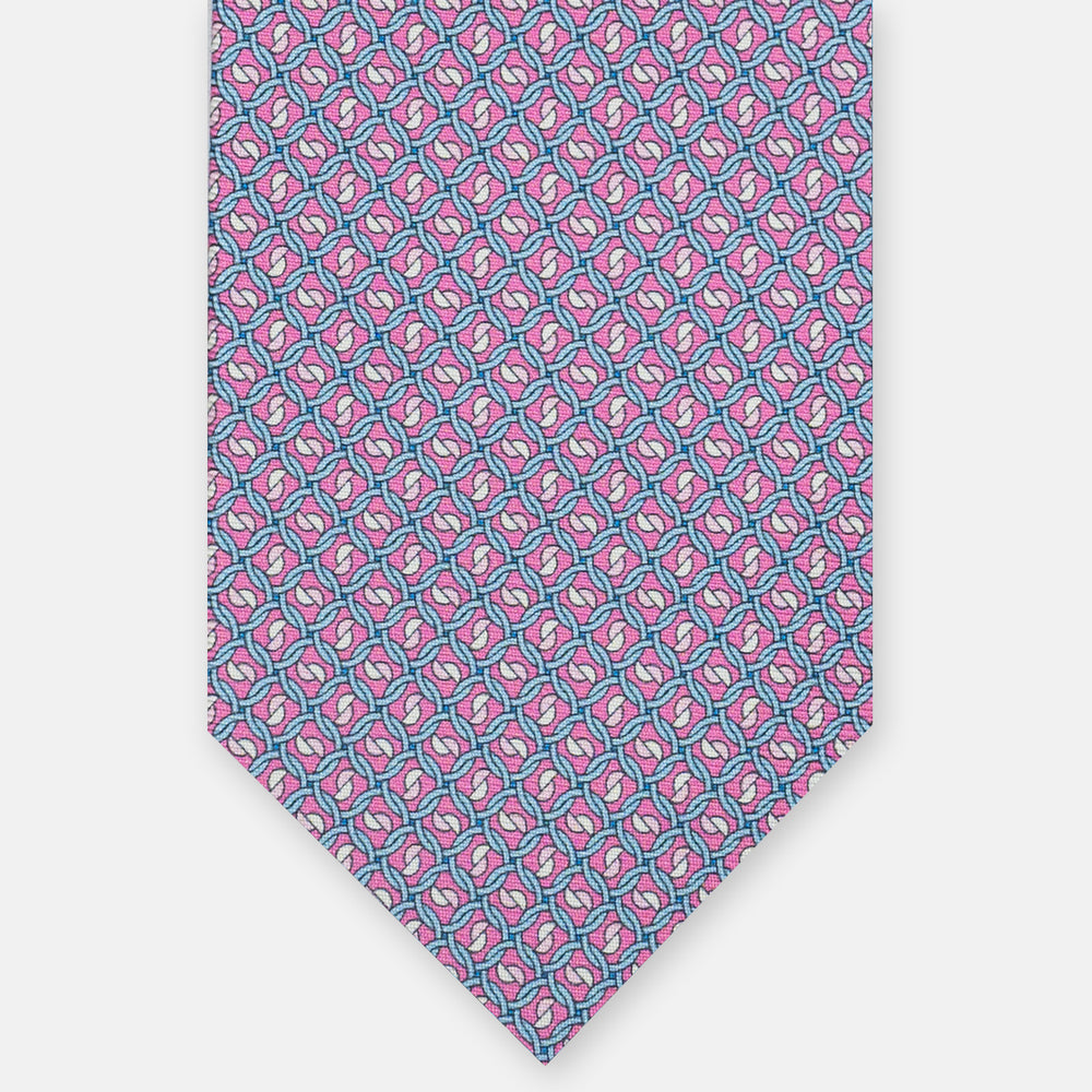 3-fold Silk Tie, Chain Pattern, Pink - JA059624_5 T