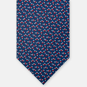 3-Fold Silk Tie, Micro Pattern, Blue Red - JA059629_1 T