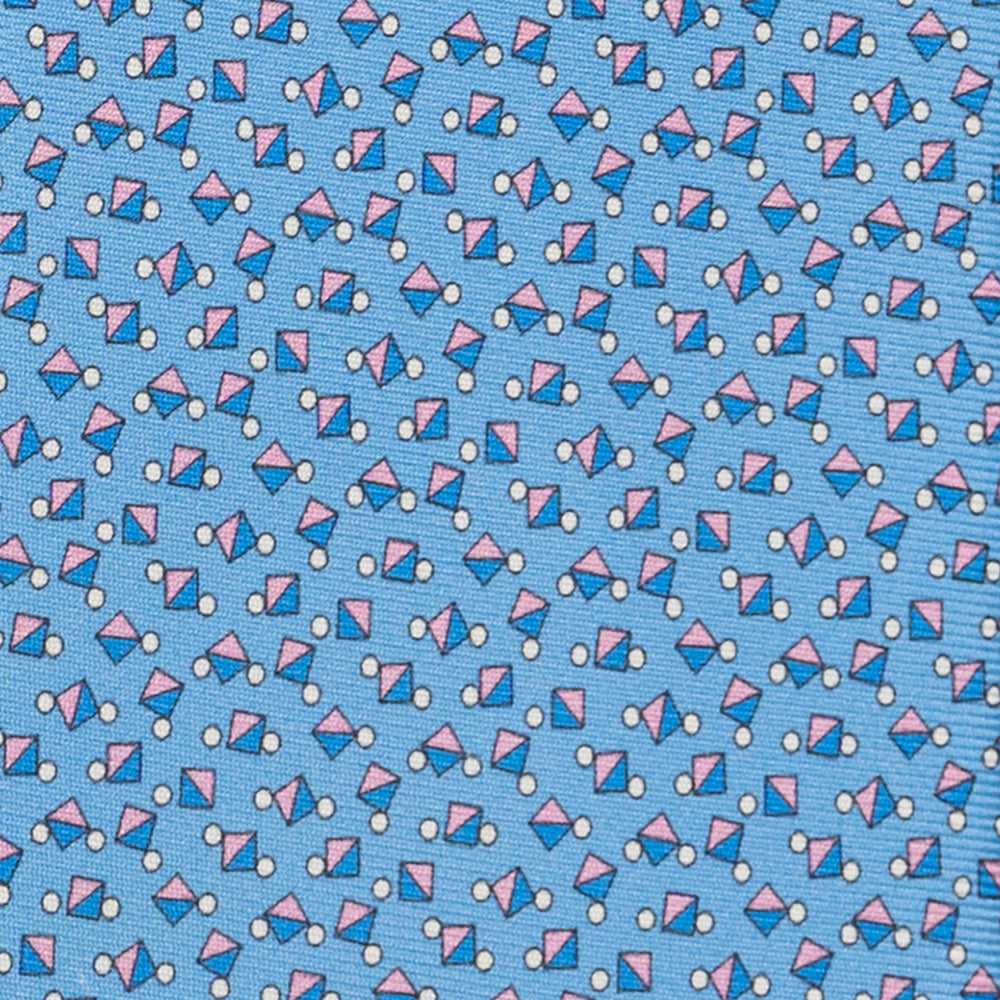 3-Fold Silk Tie, Micro Pattern, Sky Blue Pink - JA059629_2 T