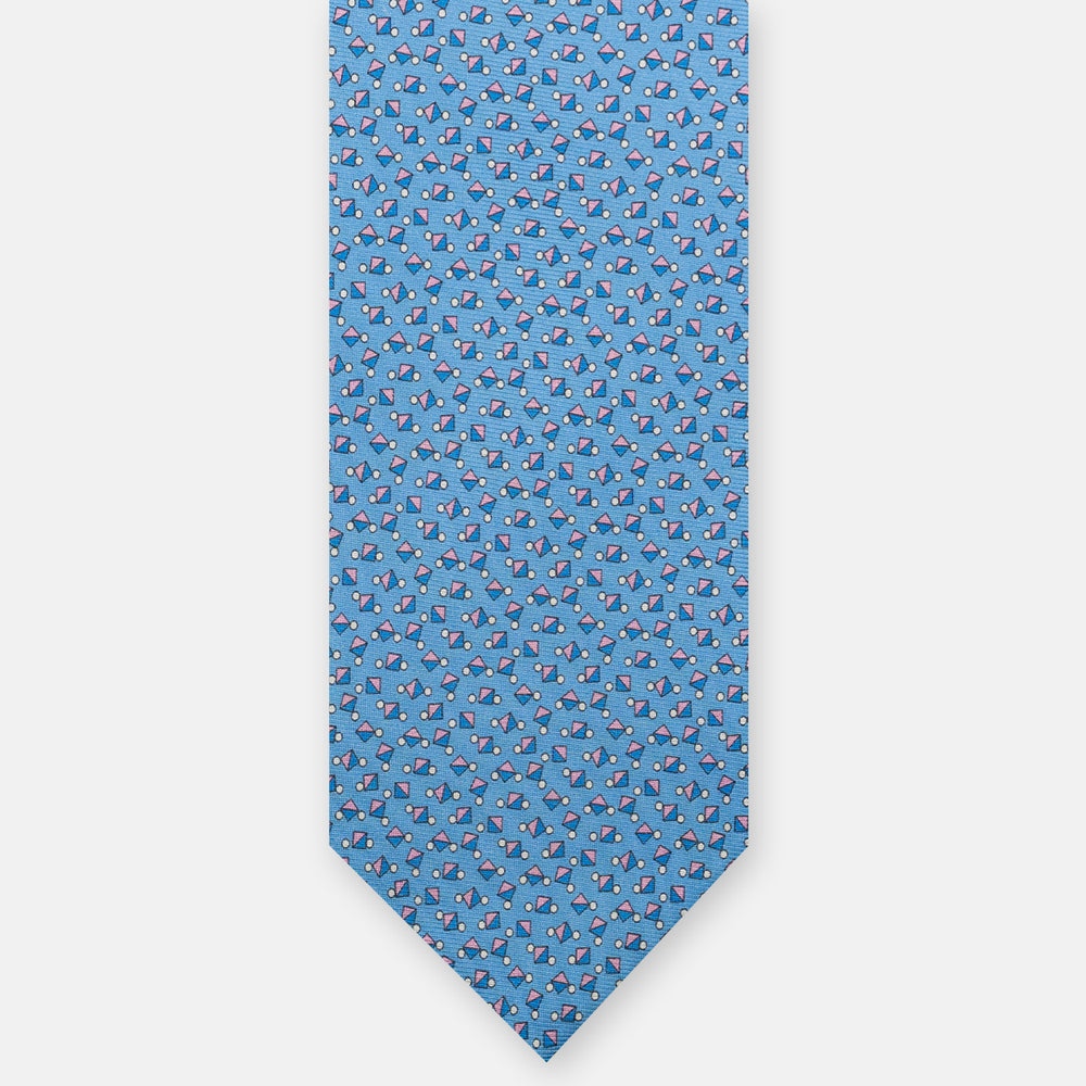 3-Fold Silk Tie, Micro Pattern, Sky Blue Pink - JA059629_2 T