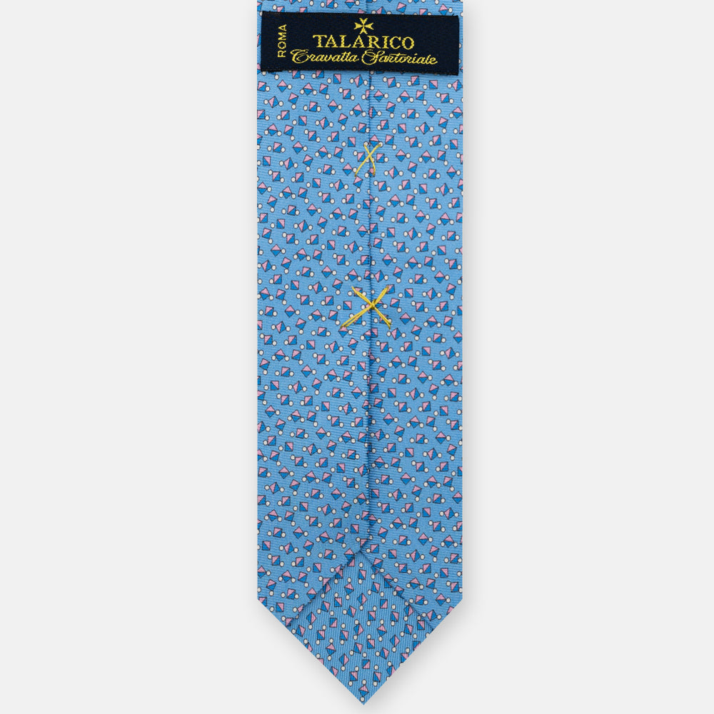 3-Fold Silk Tie, Micro Pattern, Sky Blue Pink - JA059629_2 T