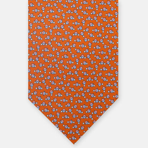 3-Fold Silk Tie, Micro Pattern, Orange - JA059629_4 T