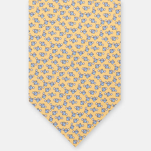 3-Fold Silk Tie, Micro Pattern, Yellow - JA059629_5 T