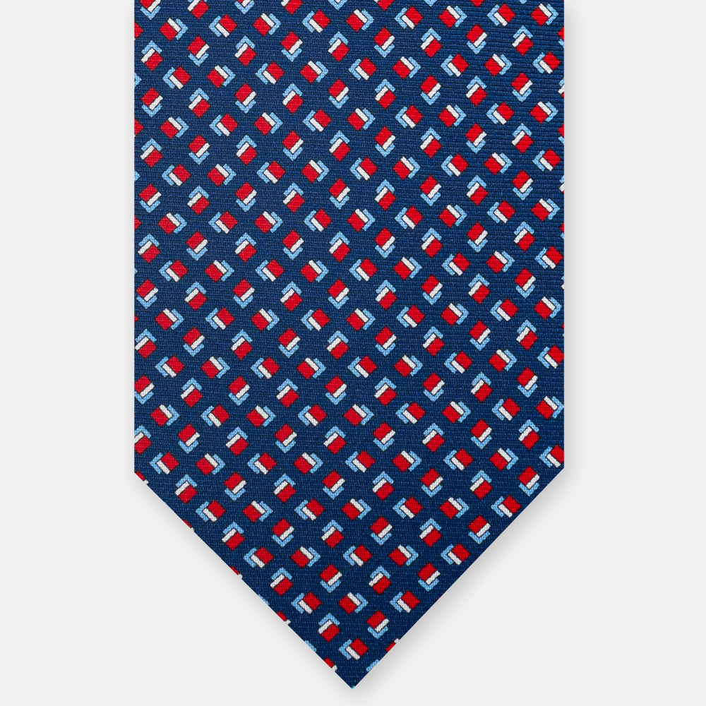 3-fold Silk Tie, Micro Pattern, Blue Red - JA060092_1 T