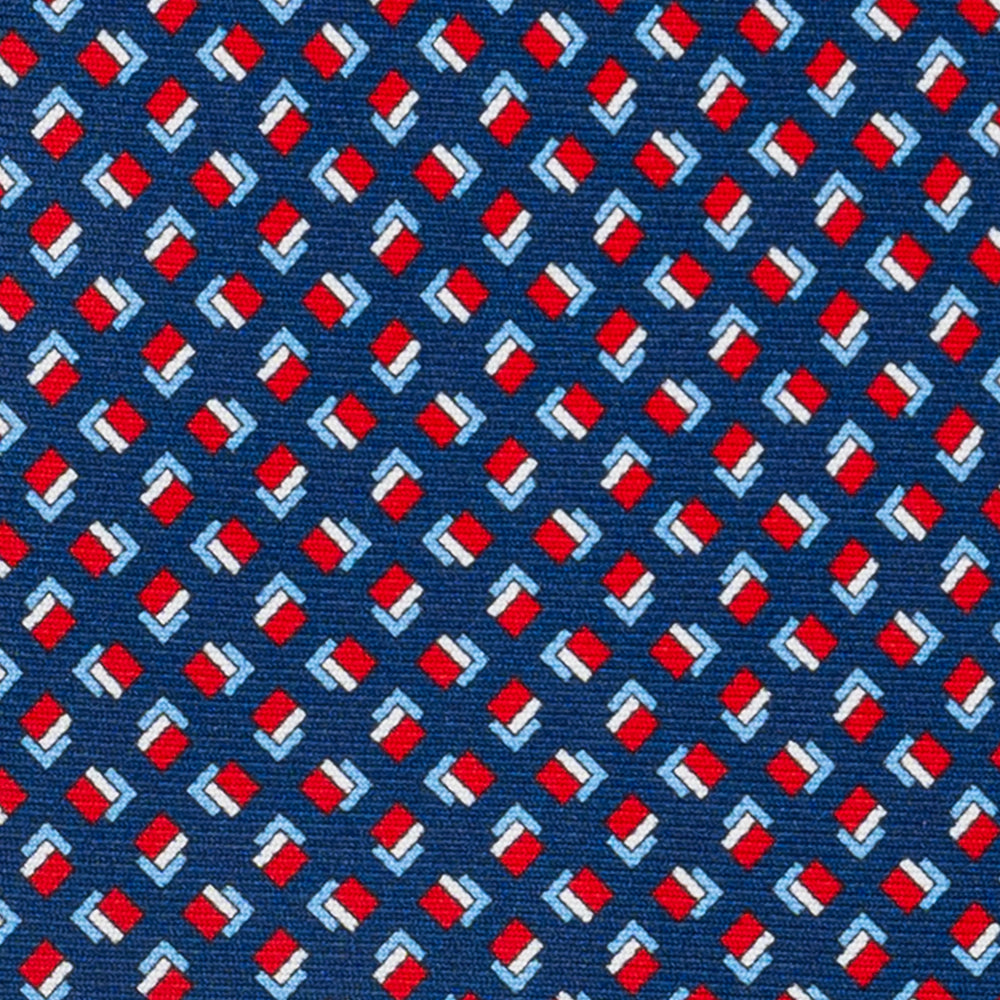 3-fold Silk Tie, Micro Pattern, Blue Red - JA060092_1 T
