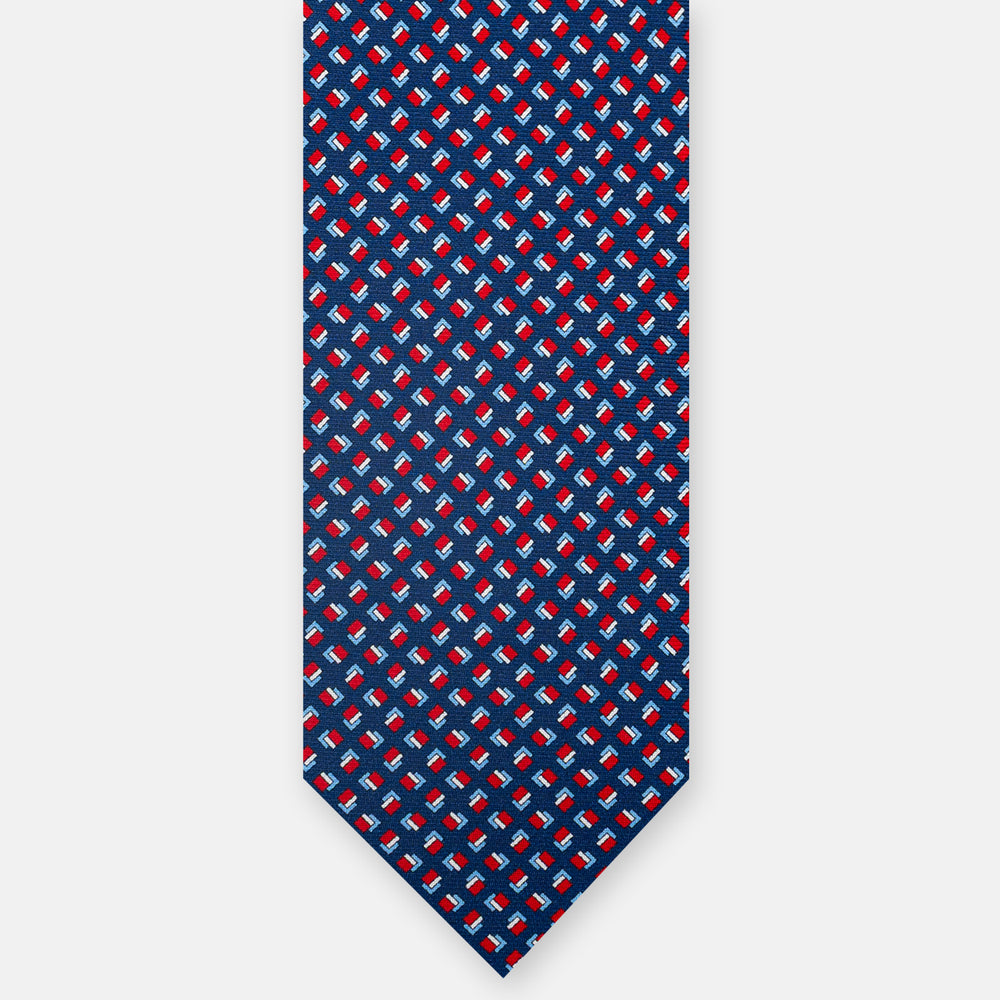 3-fold Silk Tie, Micro Pattern, Blue Red - JA060092_1 T