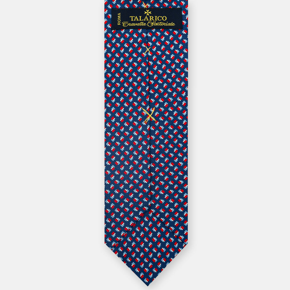 3-fold Silk Tie, Micro Pattern, Blue Red - JA060092_1 T