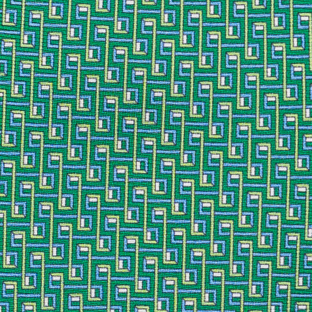 Cravatta 3 pieghe in Seta, Fantasia Concatenata, Verde - JA061861_3 T