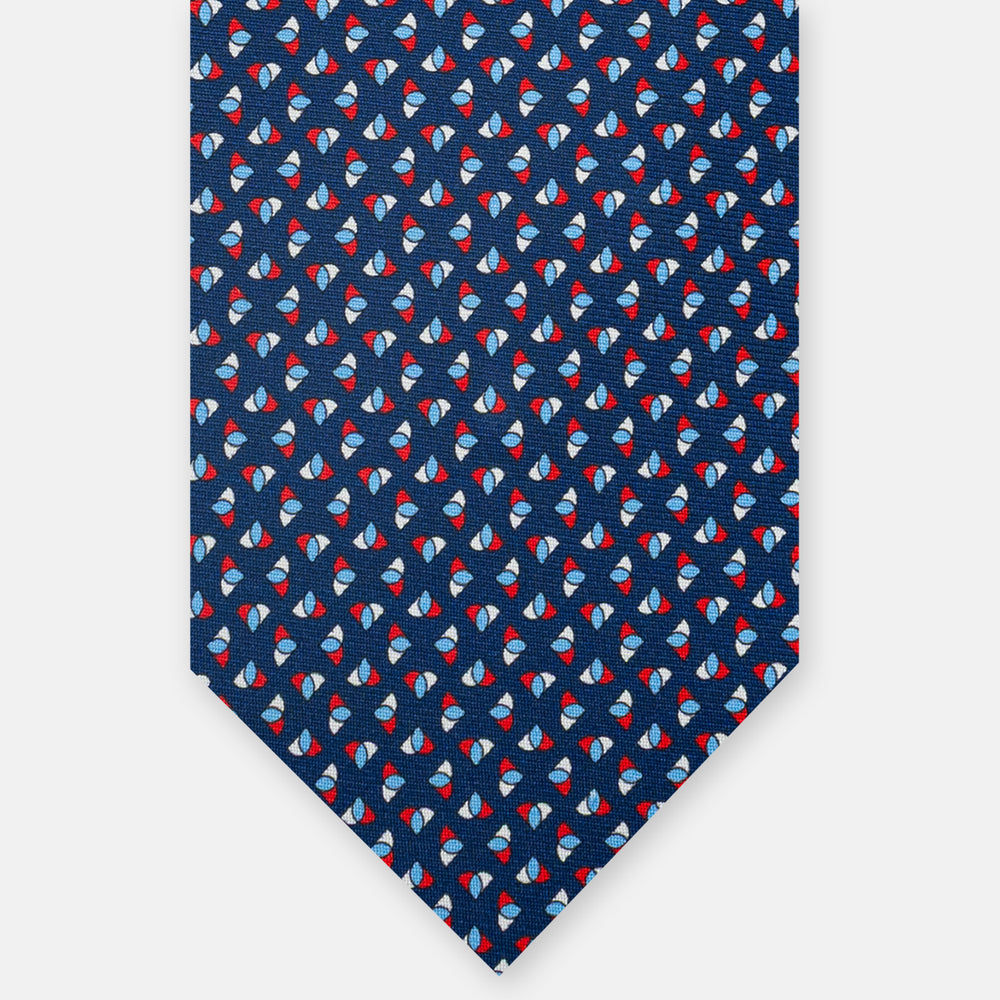 3-Fold Silk Tie, Micro Pattern, Blue Red - JA062933_1 T