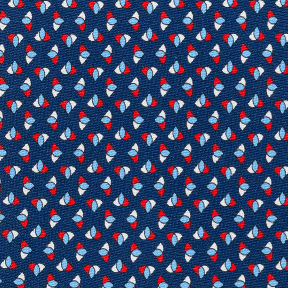 3-Fold Silk Tie, Micro Pattern, Blue Red - JA062933_1 T