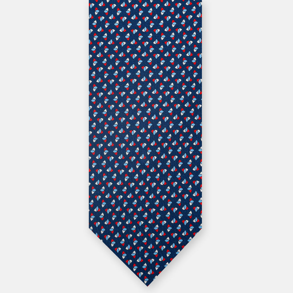 3-Fold Silk Tie, Micro Pattern, Blue Red - JA062933_1 T