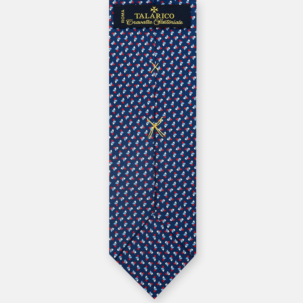 3-Fold Silk Tie, Micro Pattern, Blue Red - JA062933_1 T