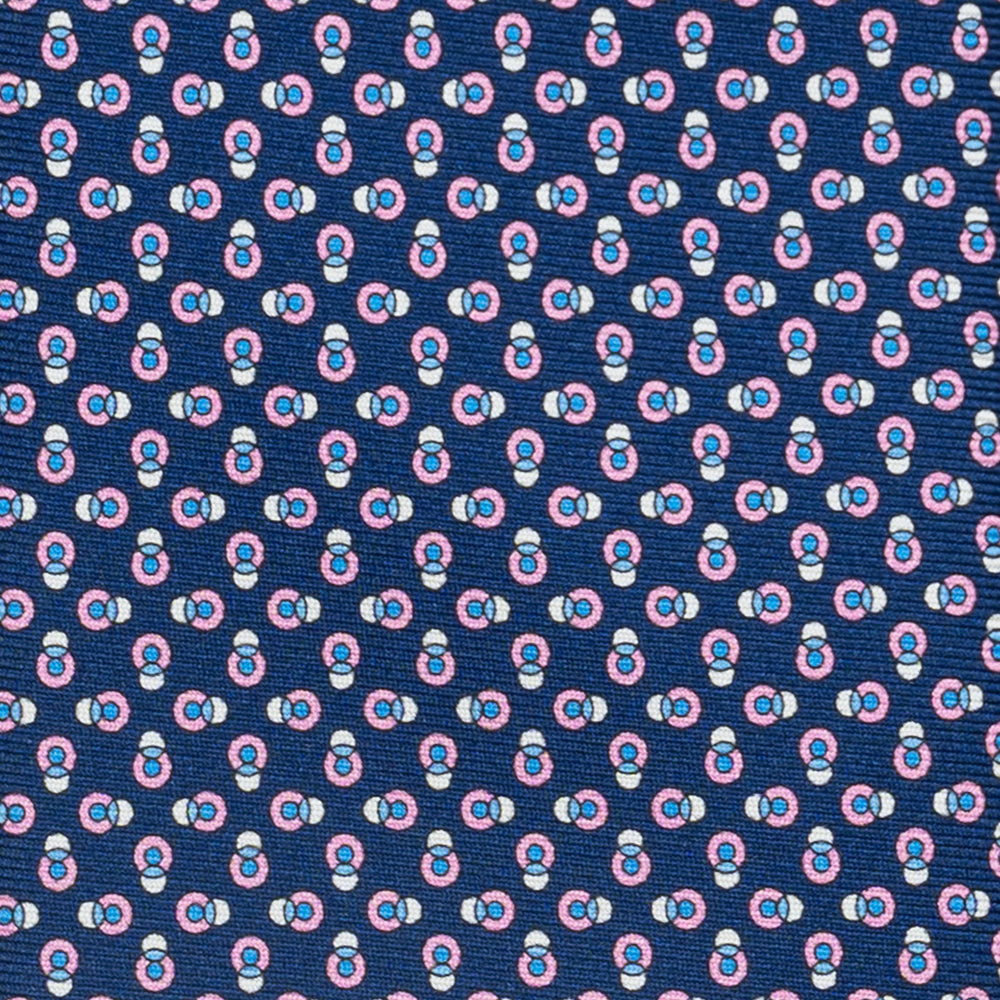 Cravatta 3 pieghe in Seta, Micro Fantasia, Blu Rosa - JA062936_5 T