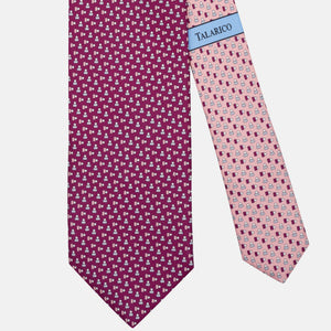 3-Fold Silk Tie in Micro Pattern, Magenta & Pink - JA301-7