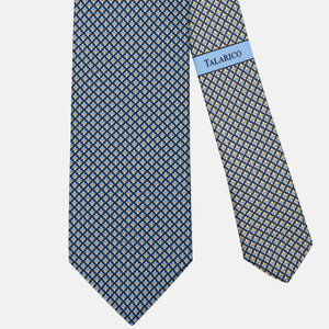 3-Fold Micro-Patterned Silk Tie, Blue, Light Blue & Yellow - JA302-4