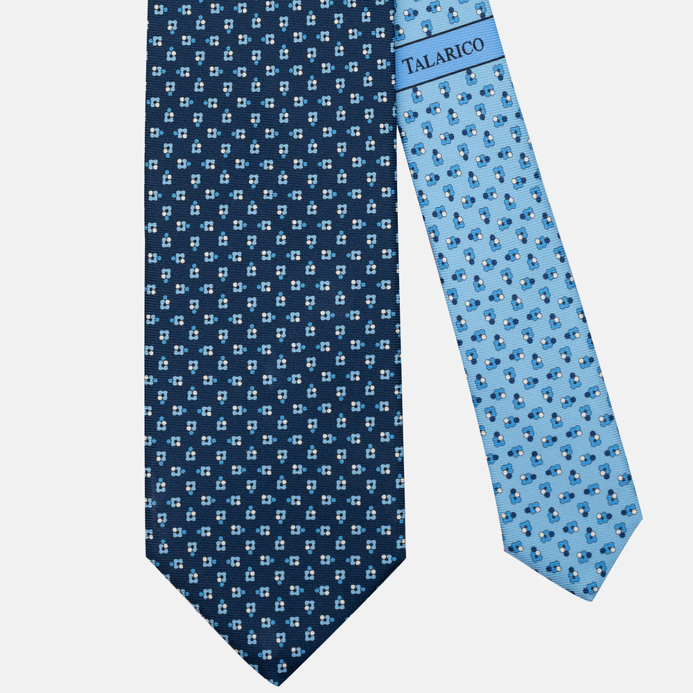 Cravatta 3 pieghe in Seta Fantasia Floreale, Blu Celeste - JA304-2