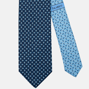Cravatta 3 pieghe in Seta Fantasia Floreale, Blu Celeste - JA304-2